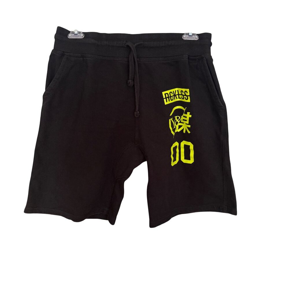 Young & Reckless Mens Black Graphic Sweatshorts X-Large